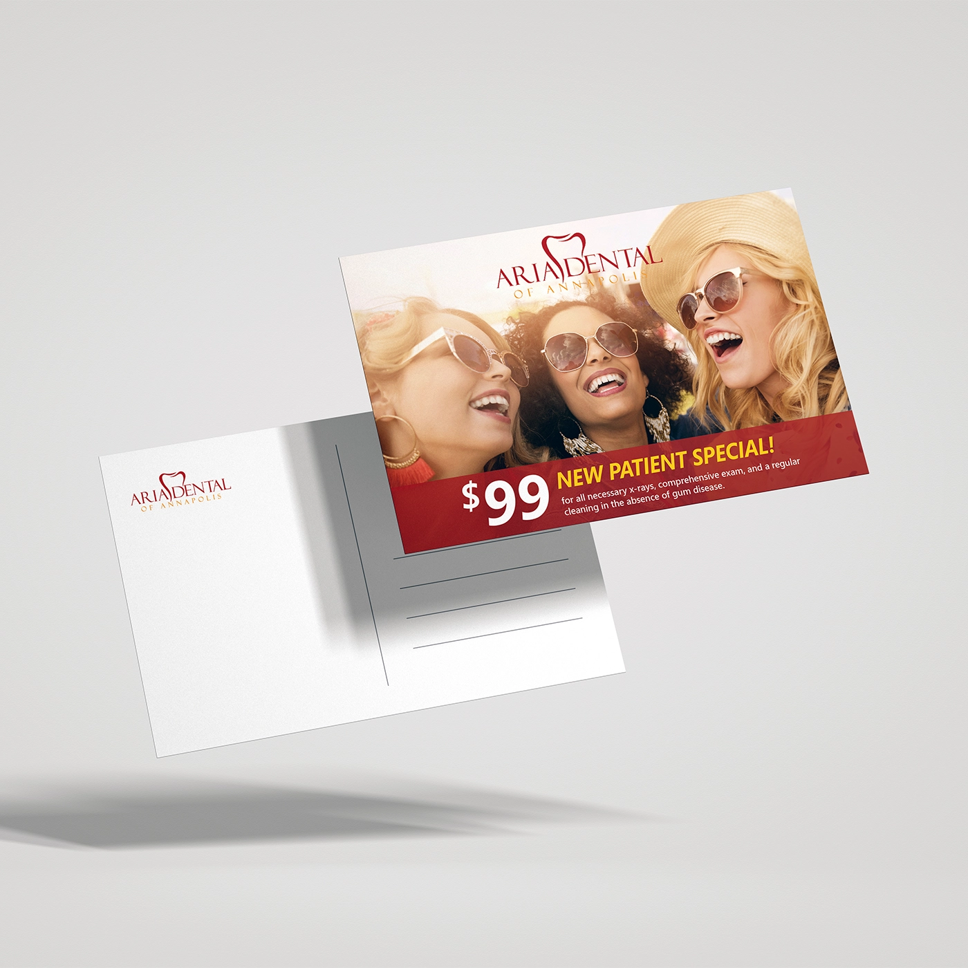 Main view of dental postcard design